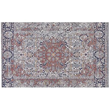 Area Rug Multicolour Polyester And Cotton 140 X 200 Cm Oriental Pattern Distressed Effect Living Room Bedroom Beliani