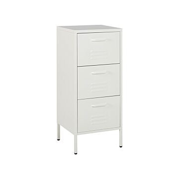 3 Drawer Storage Cabinet White Metal Steel Home Office Unit Industrial Small Chest Of Drawers Beliani
