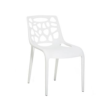 Chair White Plastic Seat Carved Pattern Back Kitchen Chair Beliani