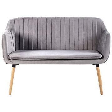 Kitchen Sofa Grey Velvet Fabric Upholstery 2-seater Metal Frame Light Wood Legs Bench Beliani