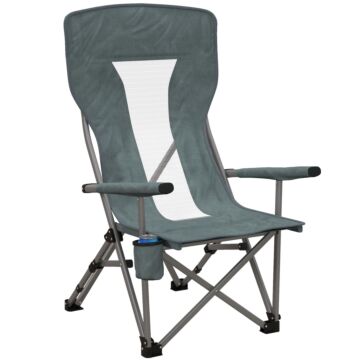 Outsunny Folding Camp Chair Portable Chair W/ Cup Holder Holds Up To 136kg Perfect For Camping, Festivals, Garden, Caravan Trips, Beach And Bbqs