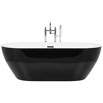 Freestanding Bath Glossy Black Sanitary Acrylic Single 180 X 80 Cm Oval Modern Design Beliani