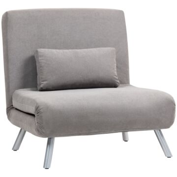 Homcom Single Velvet-feel Chair Bed - Grey