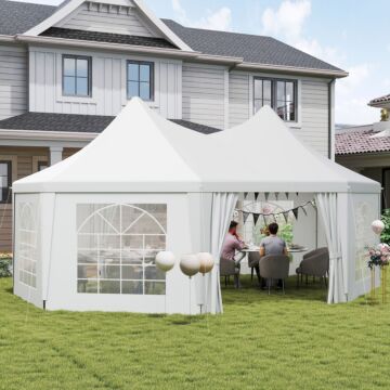 Outsunny 6.8 X 5m Octagonal Marquee Gazebo - White