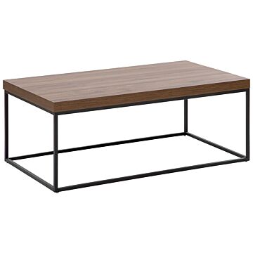 Coffee Table Dark Wood Top Black Metal Legs 100 X 60 Cm Rectangular Industrial Glam Beliani