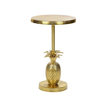 Side Table Gold Metal 29 X 29 X 49 Cm Accent Pineapple End Table Glam Living Room Beliani