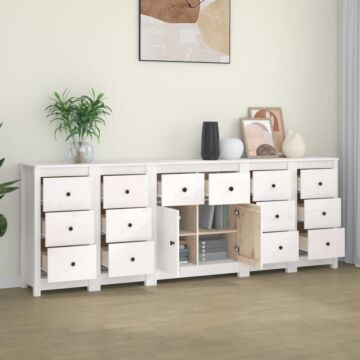 Vidaxl Sideboard White 230x35x80 Cm Solid Wood Pine