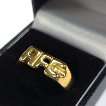 Arsenal Fc 18ct Gold Plated On Silver Afc Ring - R
