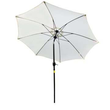 Outsunny Garden Parasol Umbrella,tilting Parasol W/three Angles, Outdoor Sun Shade Canopy,cream White，2.65h X Φ2.4m