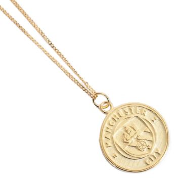 Manchester City Fc 18ct Gold Plated On Silver Pendant & Chain