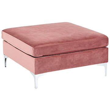 Ottoman Pink Velvet Top-pillow Seat Silver Metal Legs Glamour Style Beliani
