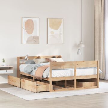 Vidaxl Bed Frame Without Mattress 150x200 Cm King Size Solid Wood Pine