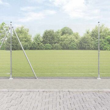 Vidaxl Welded Wire Fence With 13 Flanged Posts 1.5x50 M Galvanised Steel