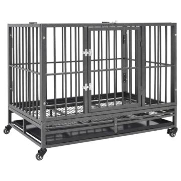 Vidaxl Dog Cage With Wheels Steel 102x72x85 Cm