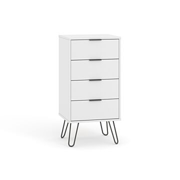 Augusta White 4 Drawer Narrow Chest Of Drawers