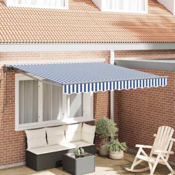 Vidaxl Retractable Awning Manual Blue And White 300x250 Cm