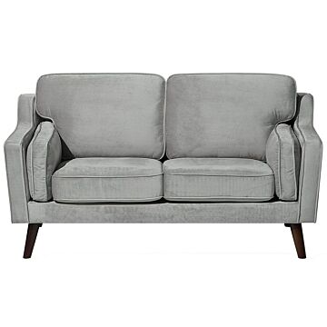 Sofa Light Grey 2 Seater Velvet Wooden Legs Classic Beliani