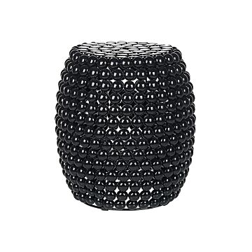 Side Table Black Iron Plastic 45 X 45 X 40 Cm Accent End Table Drum Oval Shape Modern Living Room Beliani