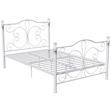 Vida Designs Chicago Small Double Metal Bed, White