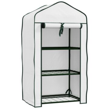 Outsunny Three-tier Mini Greenhouse - White | Aosom Uk