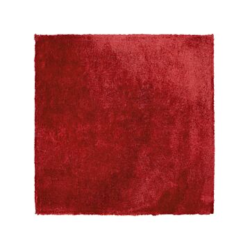 Shaggy Area Rug Red Cotton Polyester Blend 200 X 200 Cm Fluffy Dense Pile Beliani
