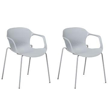 Set Of 2 Dining Chairs Grey Metal Legs Modern Industrial Style Kitchen Office Beliani