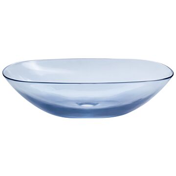 Countertop Wash Basin Blue Solid Surface 340 X 360 Mm Semi-transparent Bathroom Sink Beliani