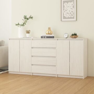 Vidaxl Side Cabinets 3 Pcs White Solid Pinewood