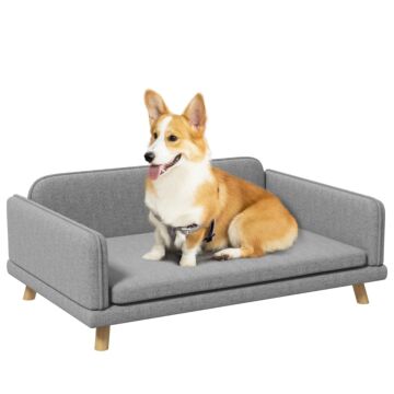 Pawhut Dog Sofa For Medium Dogs, Pet Chair With Legs, Water-resistant Fabric, Removable Cover, Grey