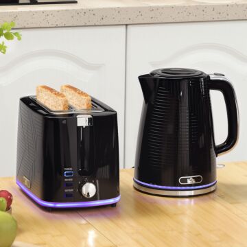 Homcom Modern Kettle And Toaster Set - Black