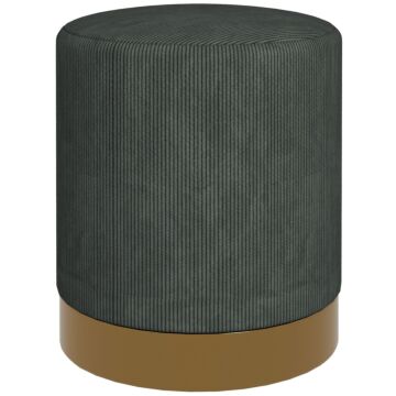 Homcom Soft Padded Corduroy Footstool - Dark Green