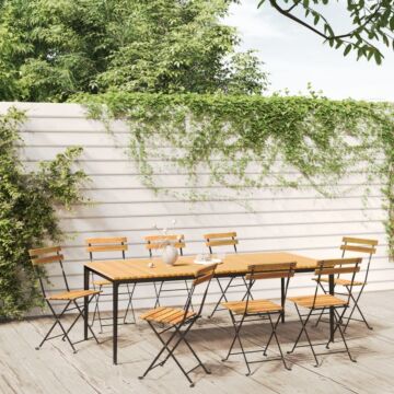 Vidaxl Folding Garden Chairs 8 Pcs Steel And Solid Wood Acacia