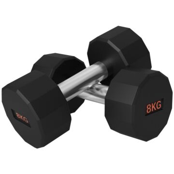 Sportnow 2 X 8kg Dumbbells Weights Set With 12-sided Shape And Non-slip Grip For Men Women Home Gym Workout