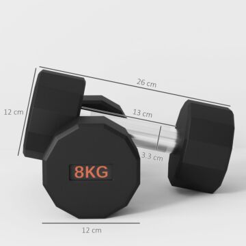 Sportnow 2 X 8kg Dumbbells Weights Set With 12-sided Shape And Non-slip Grip For Men Women Home Gym Workout