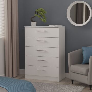 Devon 5 Drawer Chest In White