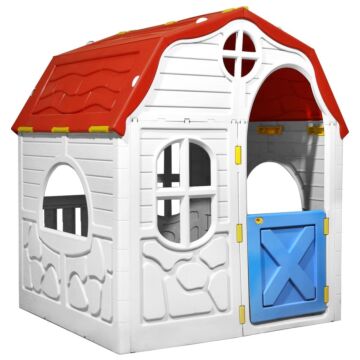 Vidaxl Kids Foldable Playhouse With Working Door And Windows