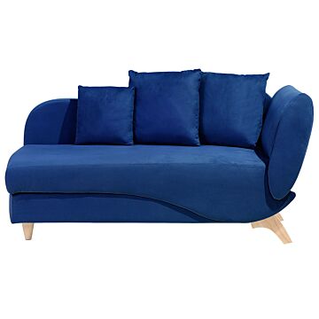 Right Hand Chaise Lounge In Blue Velvet With Storage Container Beliani