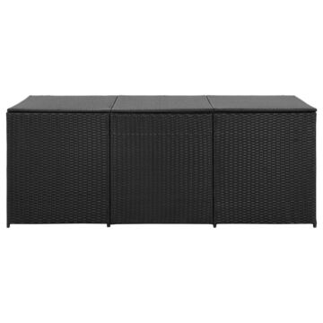 Vidaxl Garden Storage Box Poly Rattan 180x90x70 Cm Black