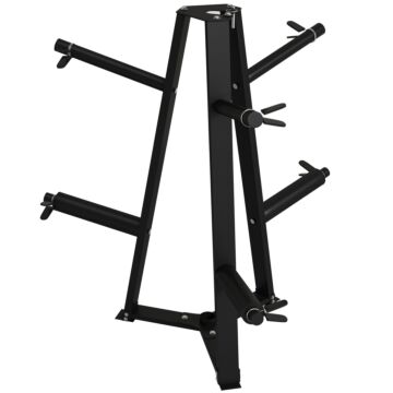 Sportnow Weight Tree Weight Rack For 5cm Weight Plates And Barbell Bar With 6 Fasten Clamps, 300kg Capacity