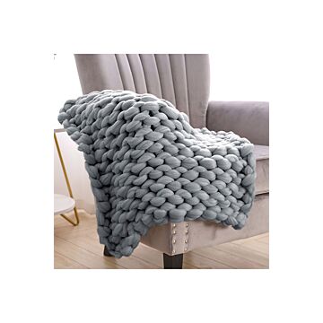 60cm L X 60cm W Office Chunky Knitted Cover Leg Blanket Sofa Chair Decor Throw Blanket, Grey