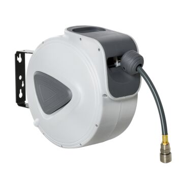 Durhand Retractable Air Hose Reel 10m+90cm (hose Diameter 3/8" 9.5mm), Hose Connector 1/4" Bsp, Wall Mount Auto Rewind Hose-reel