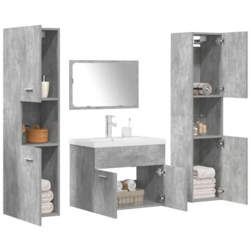 Vidaxl 5 Piece Bathroom Furniture Set Concrete Grey Engineered Wood