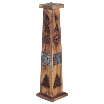 Decorative Elephant Inlay Wooden Tower Incense Burner Box