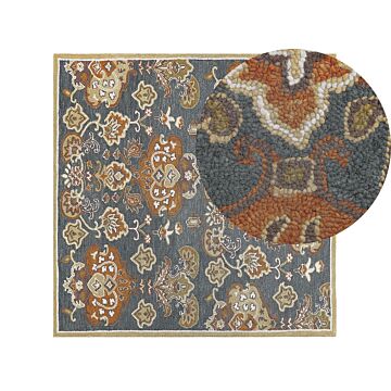 Area Rug Mulitcolour Wool 200 X 200 Cm Thick Dense Pile Oriental Pattern Beliani