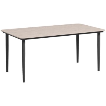 Outsunny Garden Table, Outdoor Dining Table For 6 People, 160 X 90 X 74 Cm, With Rust Resistant Metal Frame, Wpc Top, For Balcony, Terrace, Light Grey