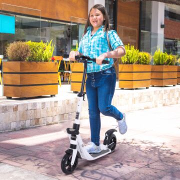 Homcom Folding Kick Scooter Hight-adjustable Urban Scooter W/ Rear Brake, Double Shock Absorption System & 2 Big Wheels, For 14+ Teens Adult, White