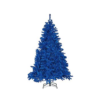 Artificial Christmas Tree Blue Synthetic 210 Cm Metal Base Traditional Winter Holiday Decoration Beliani