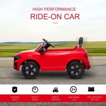 Homcom Audi Rs Q8 6v Kids Electric Ride On Car, Kids Electric Toy With Parental Remote Control Music Lights Usb Mp3, Red