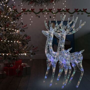 Vidaxl Xxl Acrylic Christmas Reindeers 250 Led 2 Pcs 180 Cm Multicolour