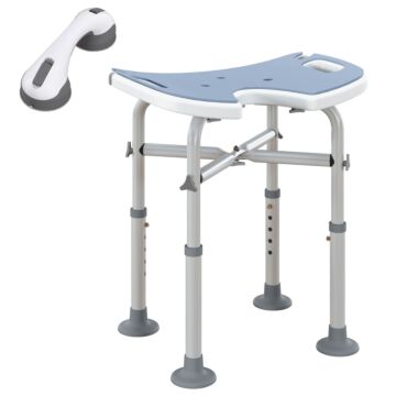 Homcom 39-51.5cm 'u' Seat Padded Shower Stool - Light Blue